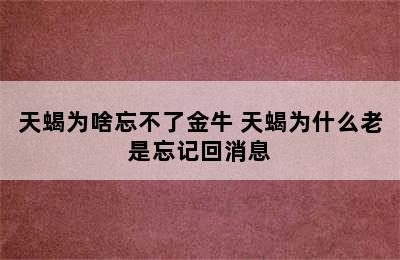 天蝎为啥忘不了金牛 天蝎为什么老是忘记回消息